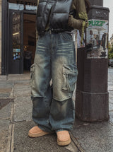 シュンラサールピンタックカーゴデニムパンツ