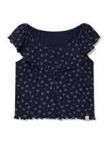 ラッフルフラワーブラウス(NAVY)