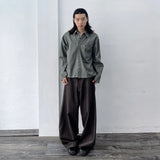 Belted Curved Balloon Trousers