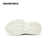 Cream White Frayed Canvas Smile Toe Platform Sneakers, Unisex Lace Up Shoes