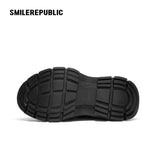 Black Frayed Canvas Smile Toe Chunky Platform Sneakers, Unisex Low Top
