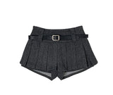 Elda Wool Belt Pleated Mini Skirt