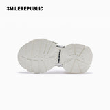Metallic Silver White Mesh Chunky Sneakers, Unisex Lace Up Shoes