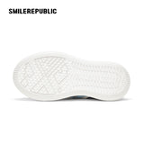Women's Light Blue Frayed Canvas Smile Toe Platform Sneakers