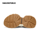Off-White Burnished Leather Low Top Chunky Sneakers with Tassel Charms, Unisex