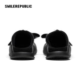 Black Bow Platform Slides, Slip On Open Back Sandal Mules