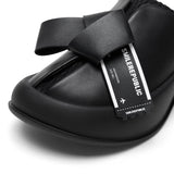Black Bow Platform Slides, Slip On Open Back Sandal Mules