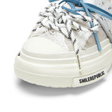 Women's Ash Gray Frayed Trim Chunky Platform Sneaker Mules