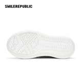 Dusk Gray Frayed Textile Platform Sneakers with Interchangeable Smile Toe, Unisex Low Top