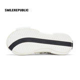 Women's White and Blue Frayed Tweed Platform Sneakers