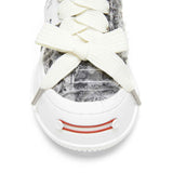 Dusk Gray Frayed Textile Platform Sneakers with Interchangeable Smile Toe, Unisex Low Top