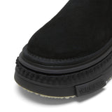 Black Low-Shaft Slip-On Chunky Platform Ankle Boots, Casual Winter Shoes