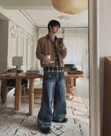 Linear Rivet Dirty Wash Denim Pants