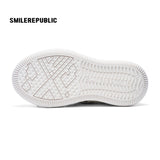 Black and White Spotted Canvas Platform Sneakers with Replaceable Smile Toe Design