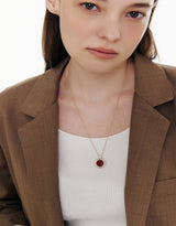 26SS★ [Premium Plating] Pennysense AB(P) Coin Necklace Black Agate