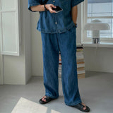 ASCLO Vel Linen Wide Denim Pants (2color)