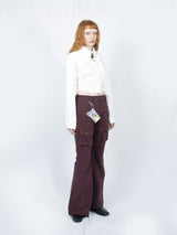 Curved Cargo Flare Pants (Wine)