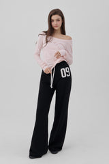 09 Numbering straight pants, Black