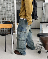 No.0936 スナップカーゴワイドデニムバンディングパンツ