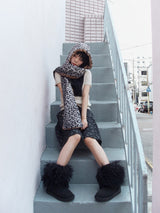 Leopard reversible hood muffler (brown)