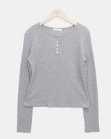 Maem Floral Waffle Henley Neck Long-Sleeve Top