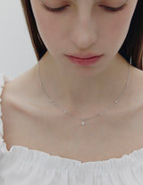 26SS★ Essence Silver (W) Moissanite Flower Dainty Necklace