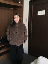 Foaming High Neck Poggle Fur Hooded Jacket (3c)