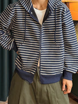 Oversized Striped Hooded Sweatshirt 2COLOR
