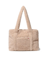 Clover Heart Fluffy Medium Tote Bag Beige