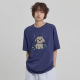 マルチーズチェックアップリケボタンハーフTシャツ