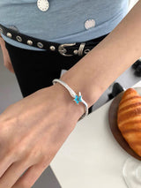 Matt silver blue star bangle