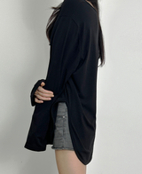 (BASIC ITEM♥/BEST VALUE♥) 3 COLORS ストレッチUネックルーズフィット長袖Tシャツ