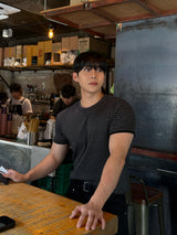 ダンブルストライプマッスルフィットショートスリーブTシャツ