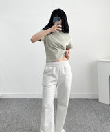 (W) Essential Logo Semi-Crop Pigment Short Sleeve T-Shirt_3 Color