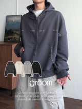 Mute Stud Crop Hoodie Zip-Up (4color) (No.1008)