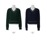 カシミアケーブルステッチVネックニット (5color)