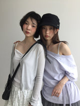 シェール レース スリーブレス(3color)