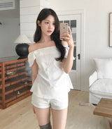 ode-blanc off & square shirring bl
