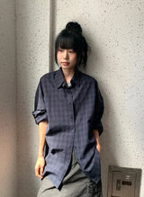 26FW★ [BAONHAUS] Kurenin Roll-up Check Shirt