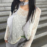 PongPong Boat Neck Slim Fit See-Through Mesh Lightweight Knit 4 Colors