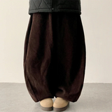 Sand corduroy side pin-tuck wide pants