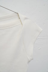 Boat Neck Ribbed Top (White)