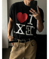 [Unisex] セミクロップハートTシャツ(2color)