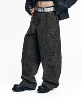 Curved Leopard Pants - Khaki
