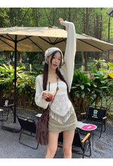  Tassel France Lace  Pad Tube Top