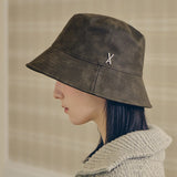 VA Stud Vegan Leather Bucket Hat / Khakibrown