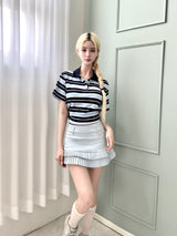 1472. Rugby stripe callor ribbon half T (3color)