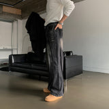 LMN Levy Curve Slit Wide Denim Pants (2 colors)