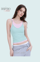 Cozy Mint Dot Pink Sleeveless T-shirt