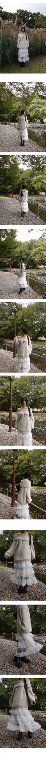SHEER FRILL CAN CAN LONG SKIRT (WHITE, BLACK 2COLORS!)